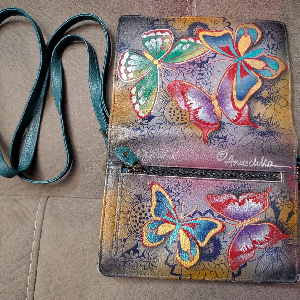 Hand Painted Leather Butterfly Clutch